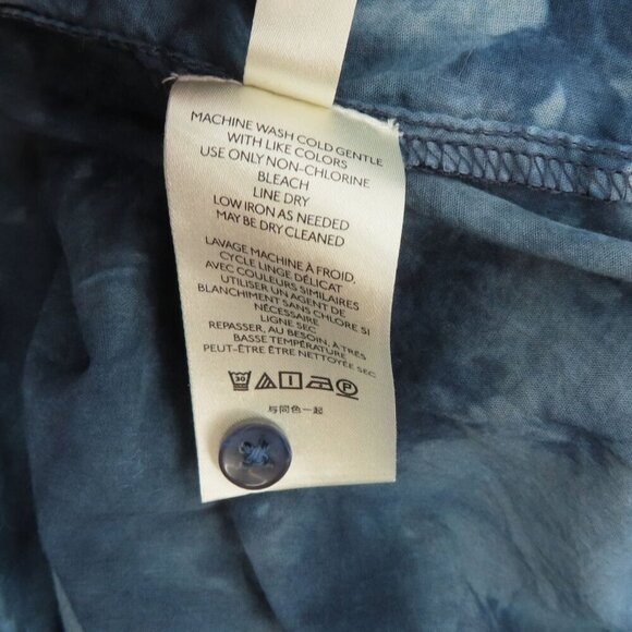 Pilcro Women Extra Large XL Blue Tie Dye Long Sleeve Button Collared Shirt Top - Picture 9 of 11